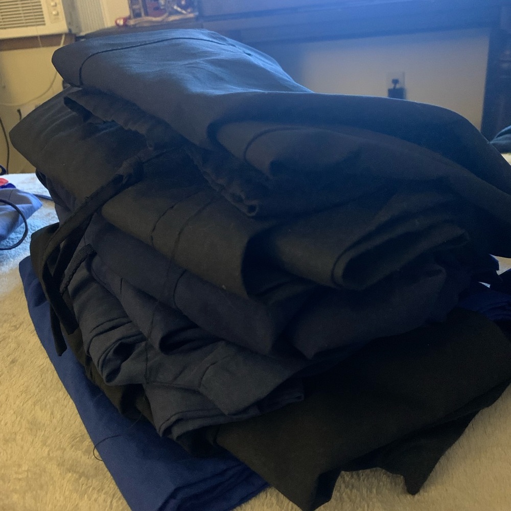 Lot of 9 scrub pants 1x and 2x mixture of black/blue/navy blue